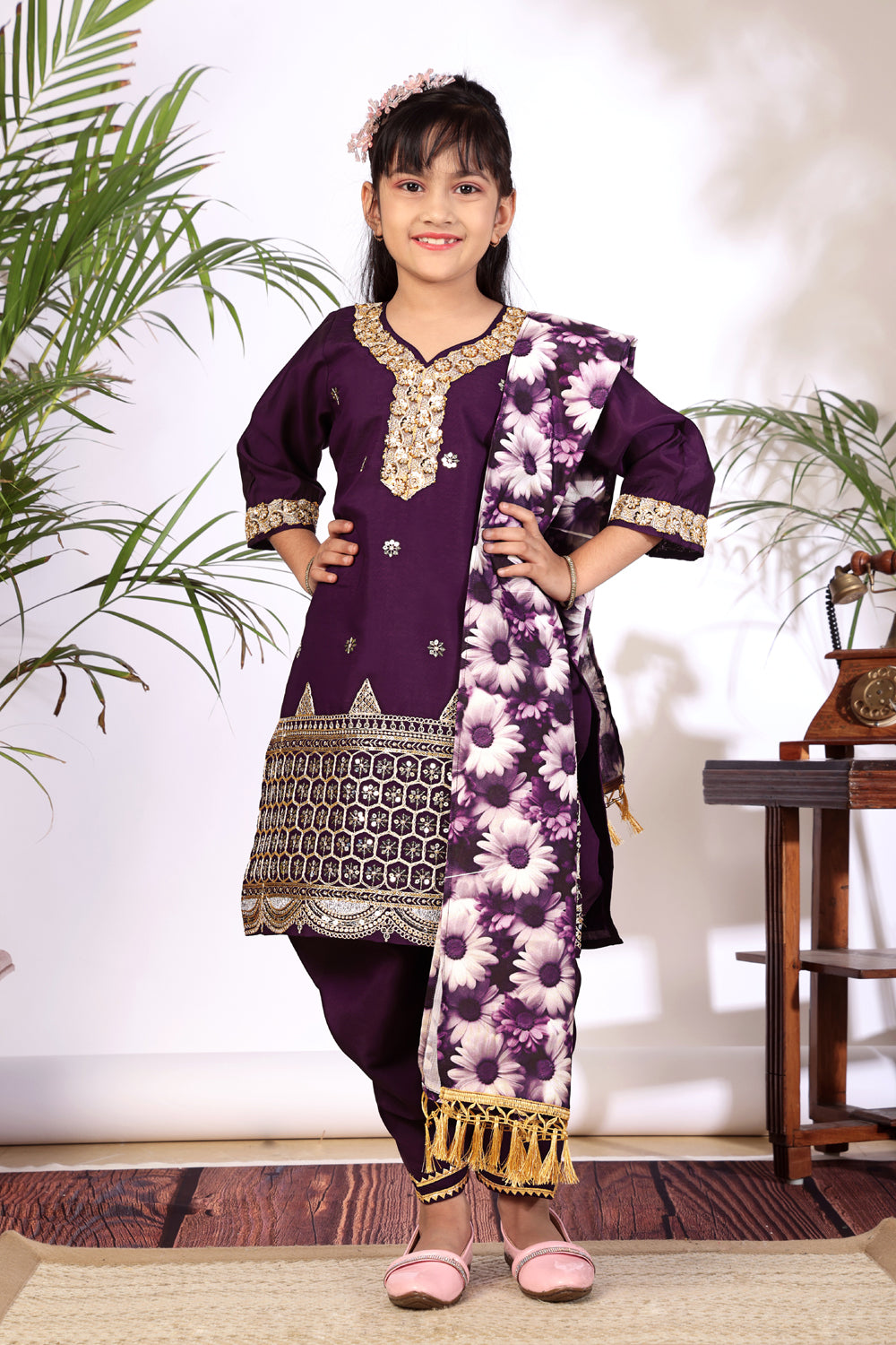 Girls Kurta Patiala Set with Dupatta – Designer Ethnic Wear for Kids Festive, Wedding & Party Outfit