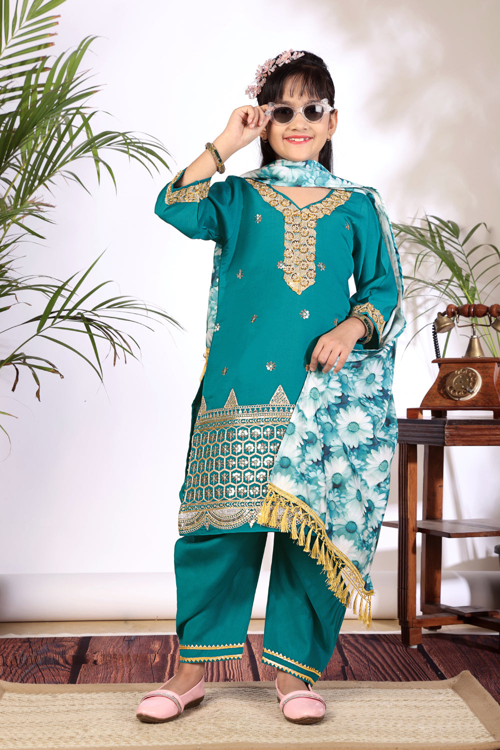 Girls Kurta Patiala Set with Dupatta – Designer Ethnic Wear for Kids Festive, Wedding & Party Outfit