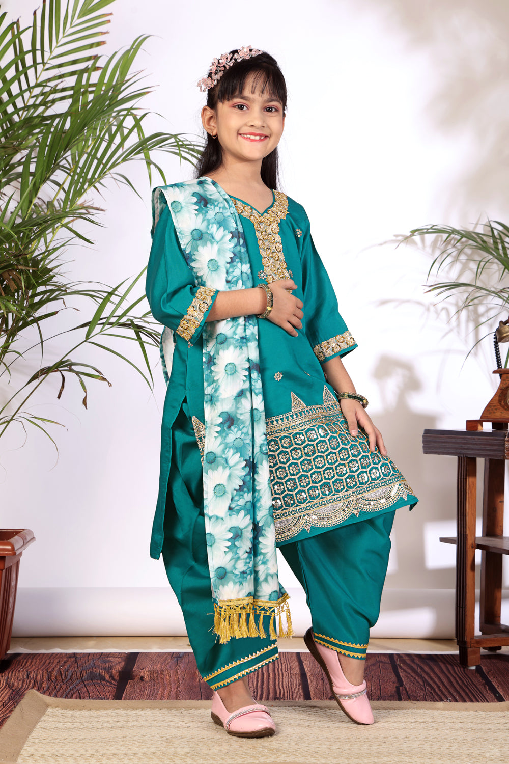 Girls Kurta Patiala Set with Dupatta – Designer Ethnic Wear for Kids Festive, Wedding & Party Outfit