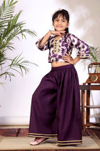 Girls Crop Top Palazzo Set – Designer Kids Ethnic Co-Ord Outfit for Festive, Wedding & Party Wear