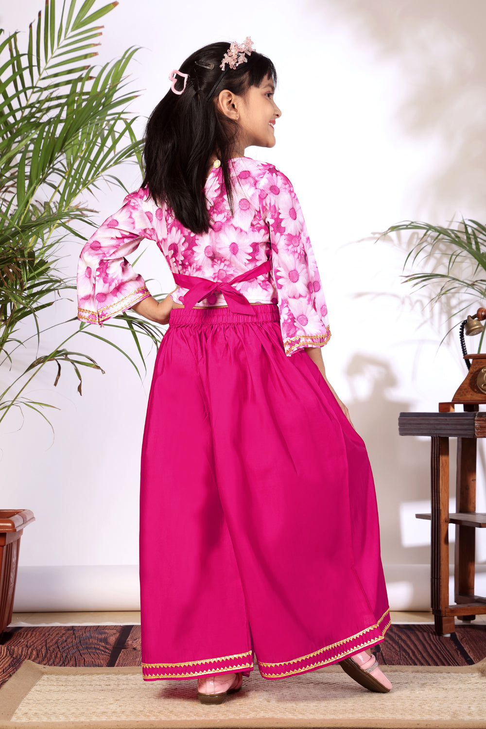 Girls Crop Top Palazzo Set – Designer Kids Ethnic Co-Ord Outfit for Festive, Wedding & Party Wear