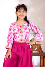 Girls Crop Top Palazzo Set – Designer Kids Ethnic Co-Ord Outfit for Festive, Wedding & Party Wear