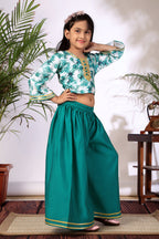 Girls Crop Top Palazzo Set – Designer Kids Ethnic Co-Ord Outfit for Festive, Wedding & Party Wear