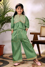 Girls Ethnic Co-Ord Set with Embroidered Jacket Style Top & Palazzo Pants – Kids Festive & Party Wear Outfit
