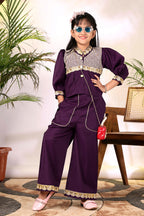 Girls Ethnic Co-Ord Set with Embroidered Jacket Style Top & Palazzo Pants – Kids Festive & Party Wear Outfit