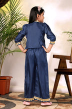 Girls Ethnic Co-Ord Set with Embroidered Jacket Style Top & Palazzo Pants – Kids Festive & Party Wear Outfit