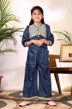 Girls Ethnic Co-Ord Set with Embroidered Jacket Style Top & Palazzo Pants – Kids Festive & Party Wear Outfit