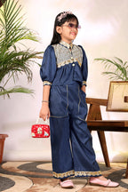 Girls Ethnic Co-Ord Set with Embroidered Jacket Style Top & Palazzo Pants – Kids Festive & Party Wear Outfit