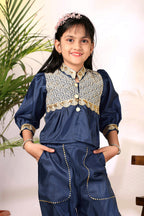 Girls Ethnic Co-Ord Set with Embroidered Jacket Style Top & Palazzo Pants – Kids Festive & Party Wear Outfit