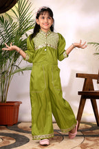 Girls Ethnic Co-Ord Set with Embroidered Jacket Style Top & Palazzo Pants – Kids Festive & Party Wear Outfit