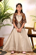 Girls Ethnic Gown with Designer Koti Jacket – Kids Festive Wear Dress | Party Wear Lehenga Style Gown for Girls