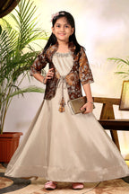 Girls Ethnic Gown with Designer Koti Jacket – Kids Festive Wear Dress | Party Wear Lehenga Style Gown for Girls