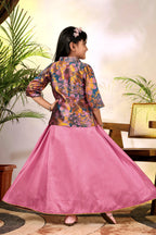 Girls Ethnic Gown with Designer Koti Jacket – Kids Festive Wear Dress | Party Wear Lehenga Style Gown for Girls