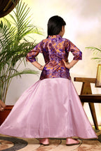 Girls Ethnic Gown with Designer Koti Jacket – Kids Festive Wear Dress | Party Wear Lehenga Style Gown for Girls