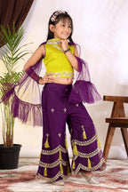 Girls Indo Western Palazzo Set with Tassel Detail & Dupatta