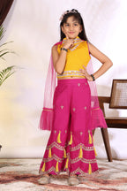 Girls Indo Western Palazzo Set with Tassel Detail & Dupatta