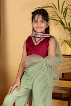 Girls Indo Western Palazzo Set with Tassel Detail & Dupatta