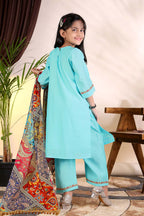 Girls Kurta Palazzo Set with Printed Dupatta – Kids Ethnic Wear Suit | Festive & Party Wear Dress for Girls