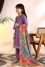 Girls Kurta Palazzo Set with Printed Dupatta – Kids Ethnic Wear Suit | Festive & Party Wear Dress for Girls
