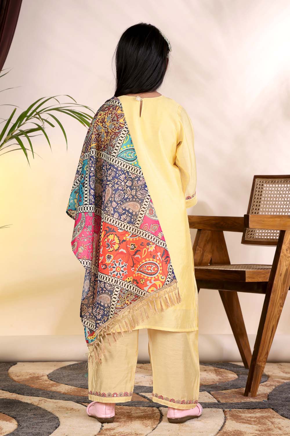 Girls Kurta Palazzo Set with Printed Dupatta – Kids Ethnic Wear Suit | Festive & Party Wear Dress for Girls