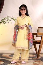 Girls Kurta Palazzo Set with Printed Dupatta – Kids Ethnic Wear Suit | Festive & Party Wear Dress for Girls