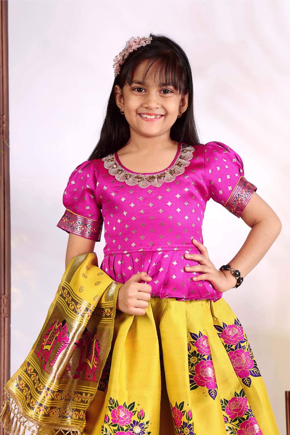 Girls Lehenga Choli Set with Banarasi Dupatta – Kids Festive Ethnic Wear | Wedding & Party Wear Dress