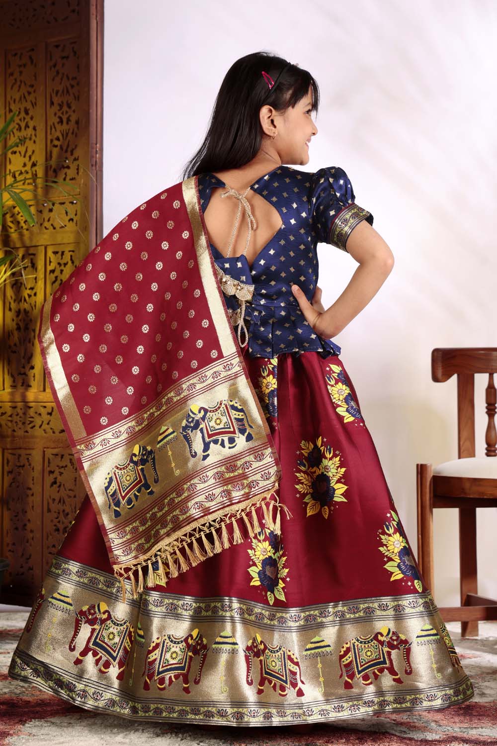 Girls Lehenga Choli Set with Banarasi Dupatta – Kids Festive Ethnic Wear | Wedding & Party Wear Dress