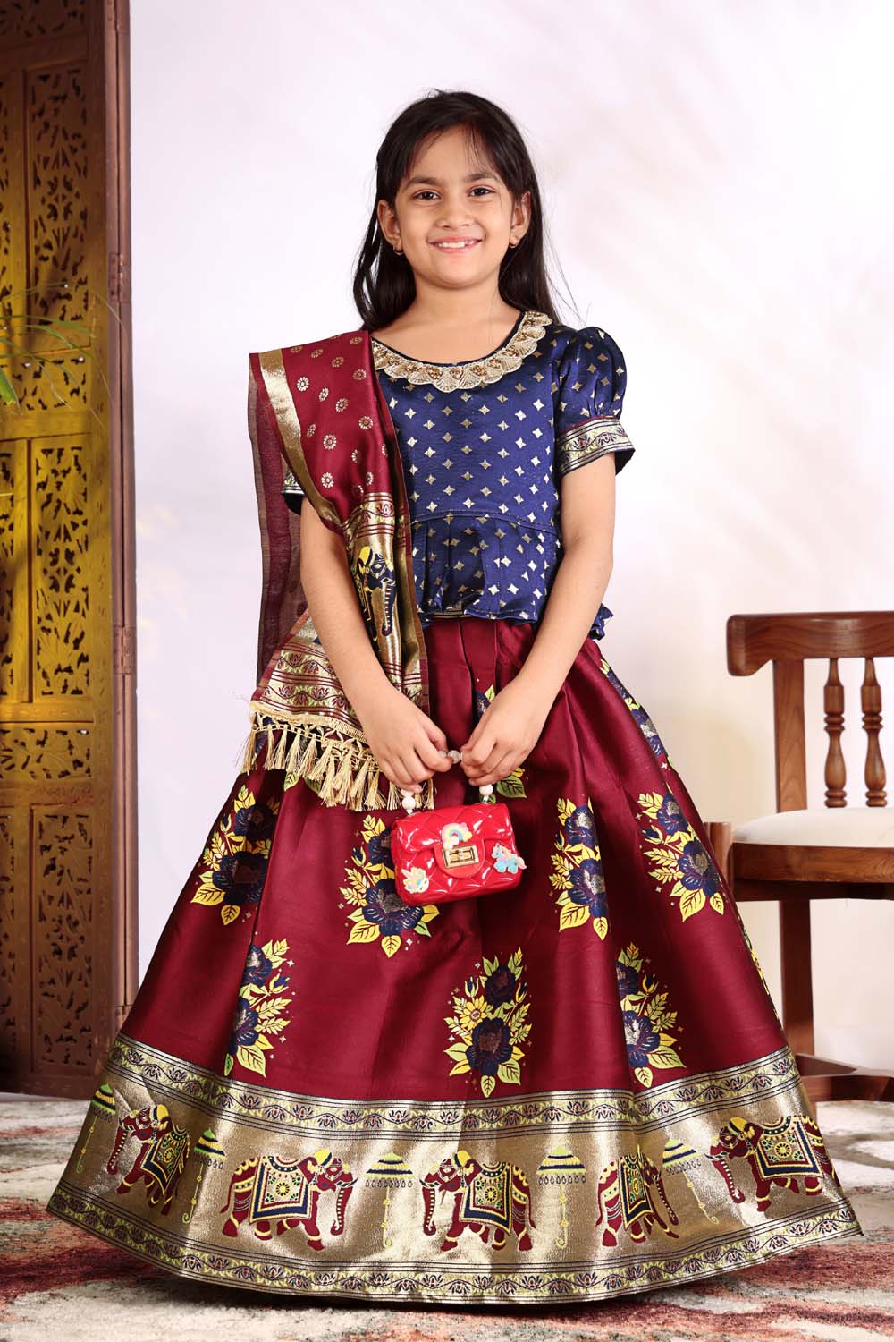Girls Lehenga Choli Set with Banarasi Dupatta – Kids Festive Ethnic Wear | Wedding & Party Wear Dress