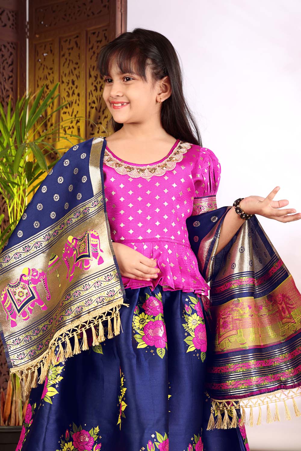 Girls Lehenga Choli Set with Banarasi Dupatta – Kids Festive Ethnic Wear | Wedding & Party Wear Dress