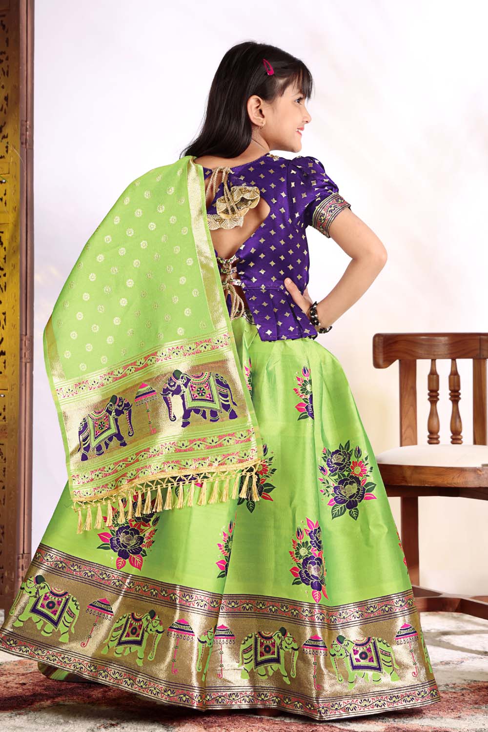 Girls Lehenga Choli Set with Banarasi Dupatta – Kids Festive Ethnic Wear | Wedding & Party Wear Dress