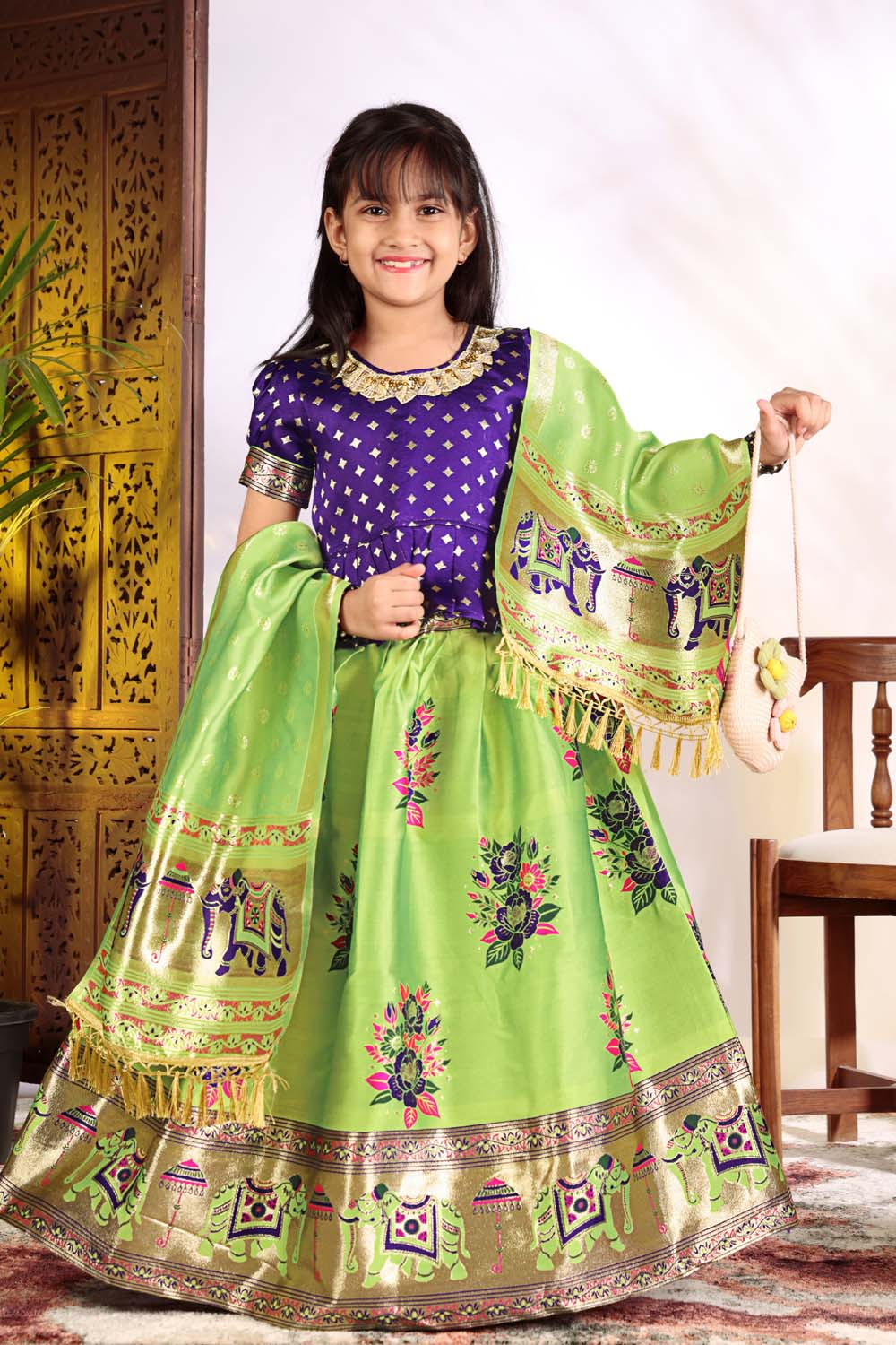Girls Lehenga Choli Set with Banarasi Dupatta – Kids Festive Ethnic Wear | Wedding & Party Wear Dress
