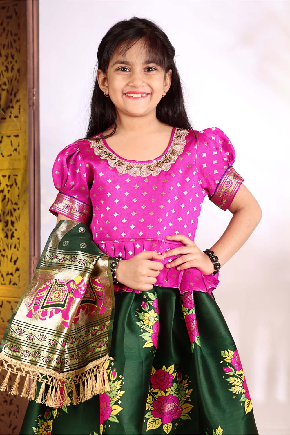 Girls Lehenga Choli Set with Banarasi Dupatta – Kids Festive Ethnic Wear | Wedding & Party Wear Dress
