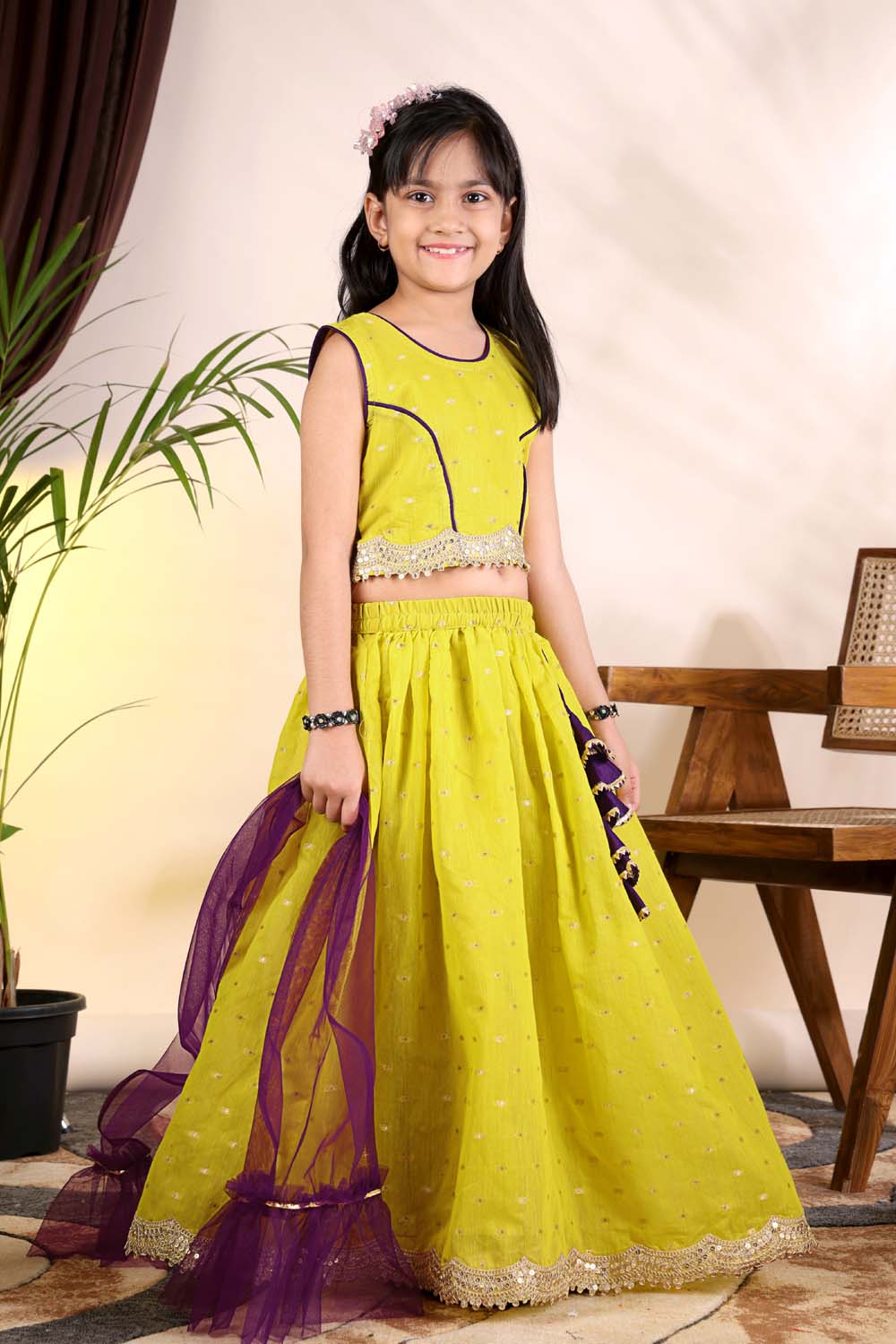 Girls Trendy Lehenga Choli Set with Net Dupatta – Kids Festive & Party Wear Ethnic Outfit