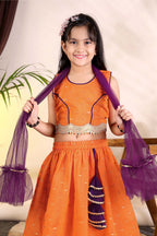 Girls Trendy Lehenga Choli Set with Net Dupatta – Kids Festive & Party Wear Ethnic Outfit