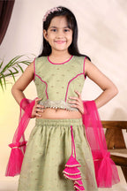 Girls Trendy Lehenga Choli Set with Net Dupatta – Kids Festive & Party Wear Ethnic Outfit