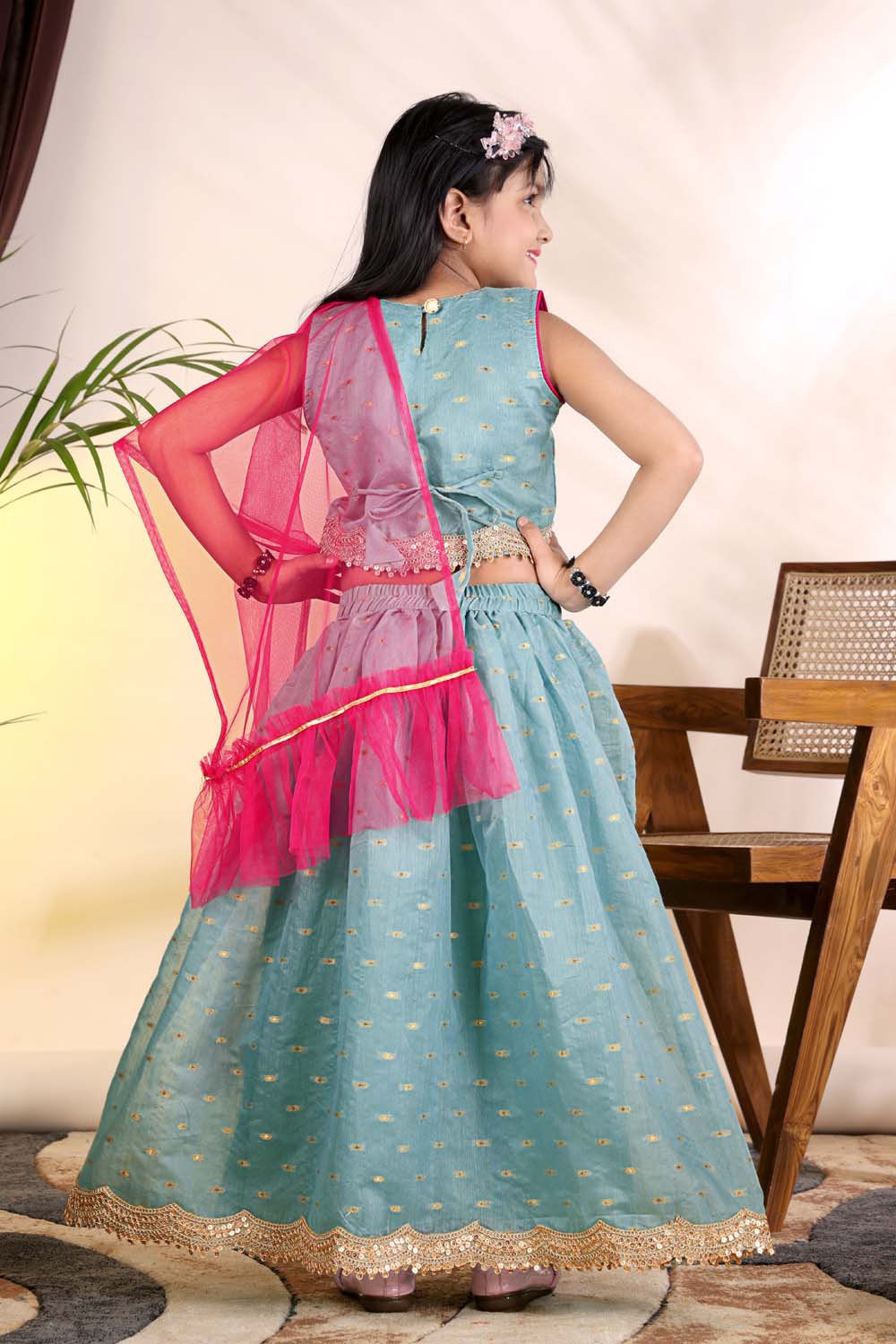Girls Trendy Lehenga Choli Set with Net Dupatta – Kids Festive & Party Wear Ethnic Outfit