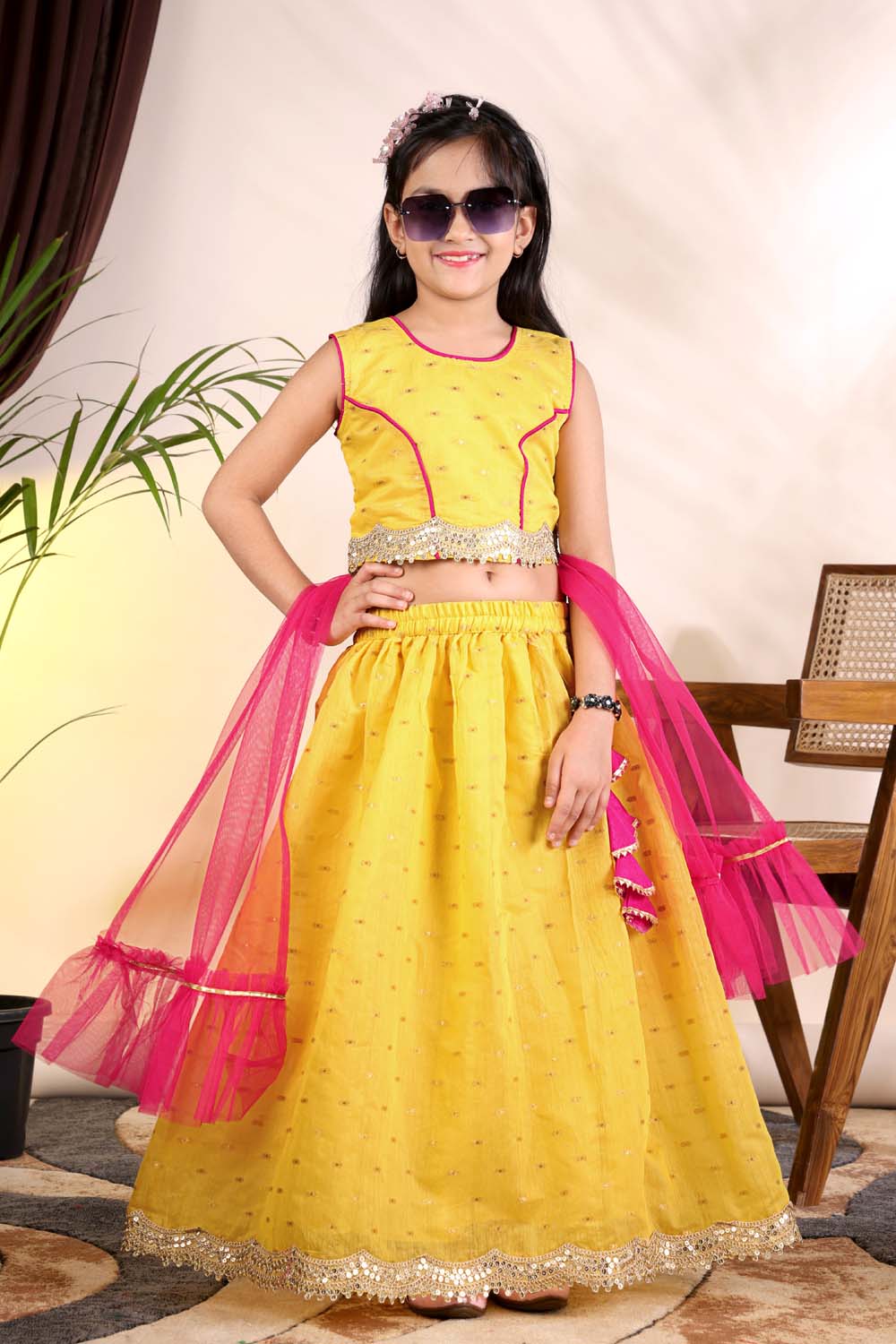 Girls Trendy Lehenga Choli Set with Net Dupatta – Kids Festive & Party Wear Ethnic Outfit