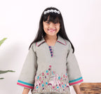 Girls Flamingo Embroidered Co-Ord Set with Wide Leg Pants | Premium Kids Ethnic Wear