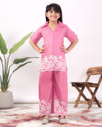Girls Embroidered Co-Ord Set with Wide Leg Pants | Premium Party & Festive Wear for Kids