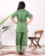 Girls Embroidered Co-Ord Set with Wide Leg Pants | Premium Party & Festive Wear for Kids