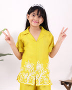Girls Floral Embroidered Co-Ord Set with Palazzo Pants | Stylish Kids Party Wear
