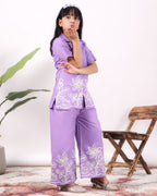 Girls Floral Embroidered Co-Ord Set with Palazzo Pants | Stylish Kids Party Wear