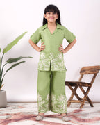 Girls Floral Embroidered Co-Ord Set with Palazzo Pants | Stylish Kids Party Wear