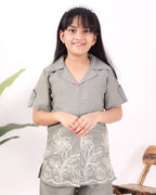 Girls Floral Embroidered Co-Ord Set with Palazzo Pants | Stylish Kids Party Wear