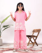 Girls Floral Embroidered Co-Ord Set with Palazzo Pants | Stylish Kids Party Wear