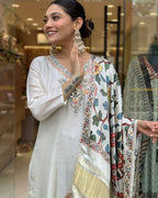 Off White Floral Salwar Kameez Set with Dupatta – Wedding Guest Outfit for Women