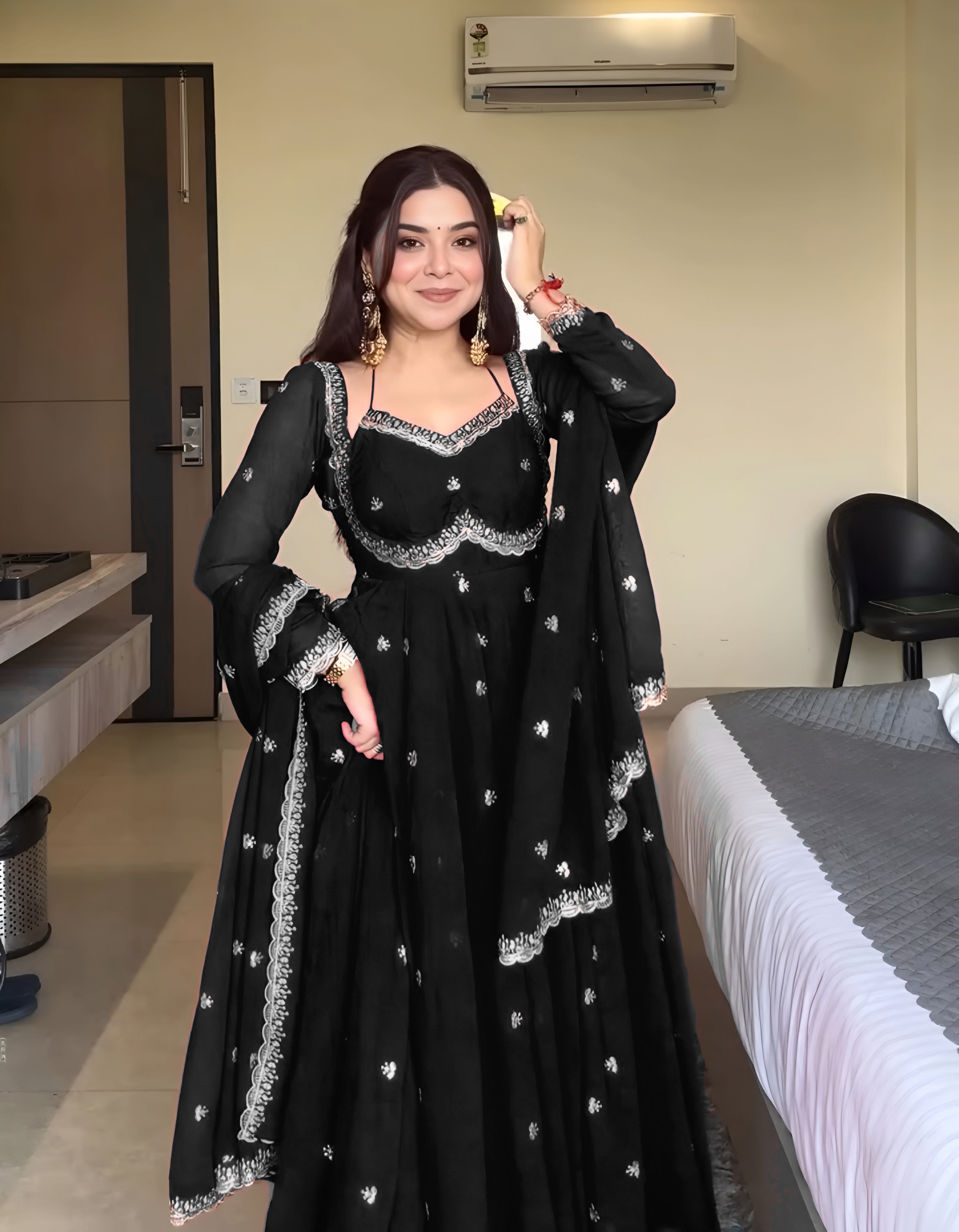 Embroidered Georgette Anarkali Suit with Dupatta – Party & Festive Wear