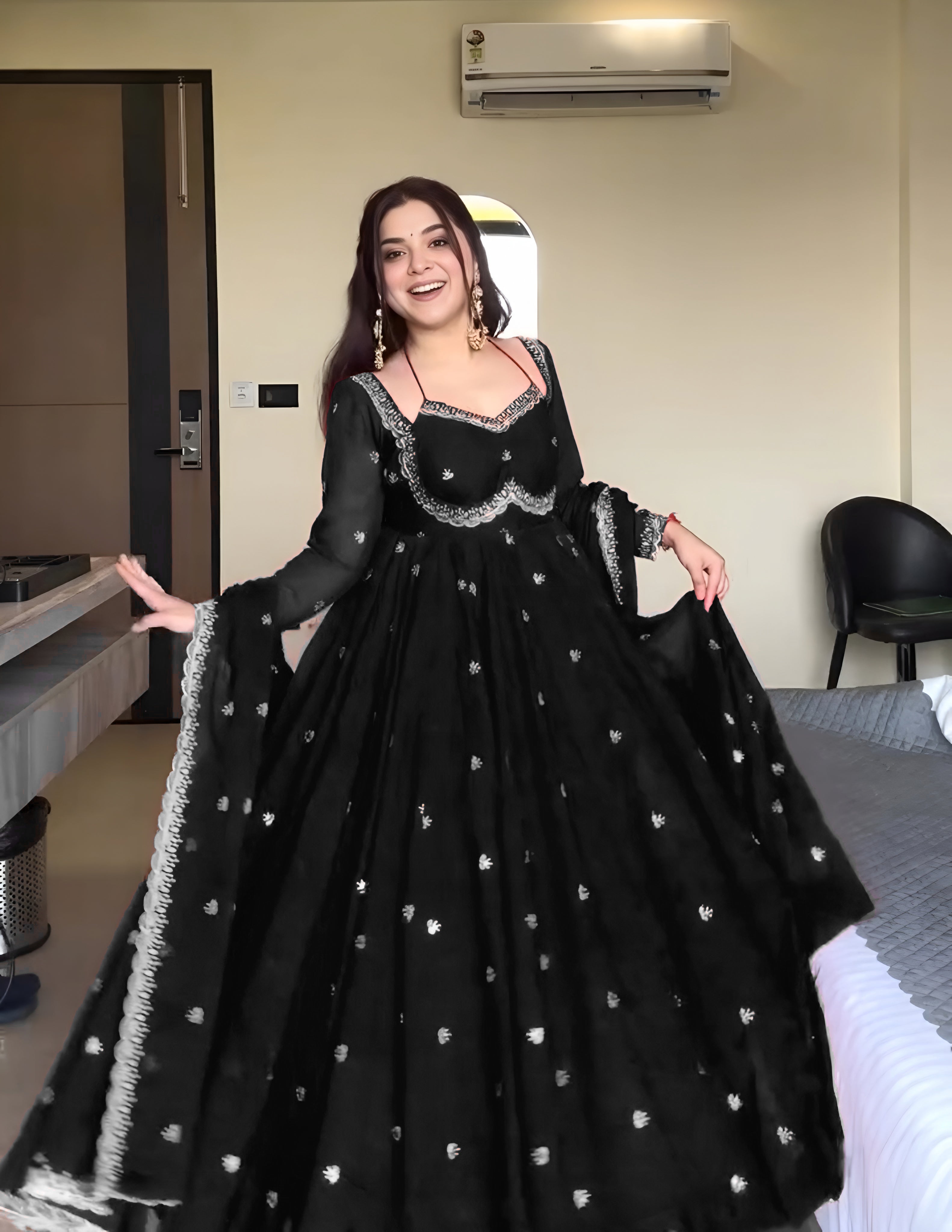 Embroidered Georgette Anarkali Suit with Dupatta – Party & Festive Wear