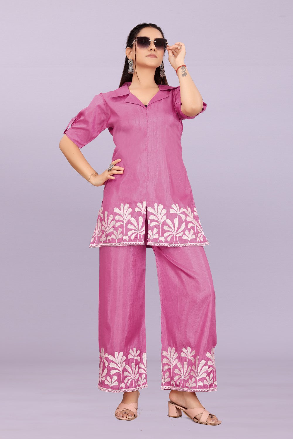 Women’s Premium Embroidered Co-Ord Set with Palazzo Pants | Ethnic Party Wear for Women