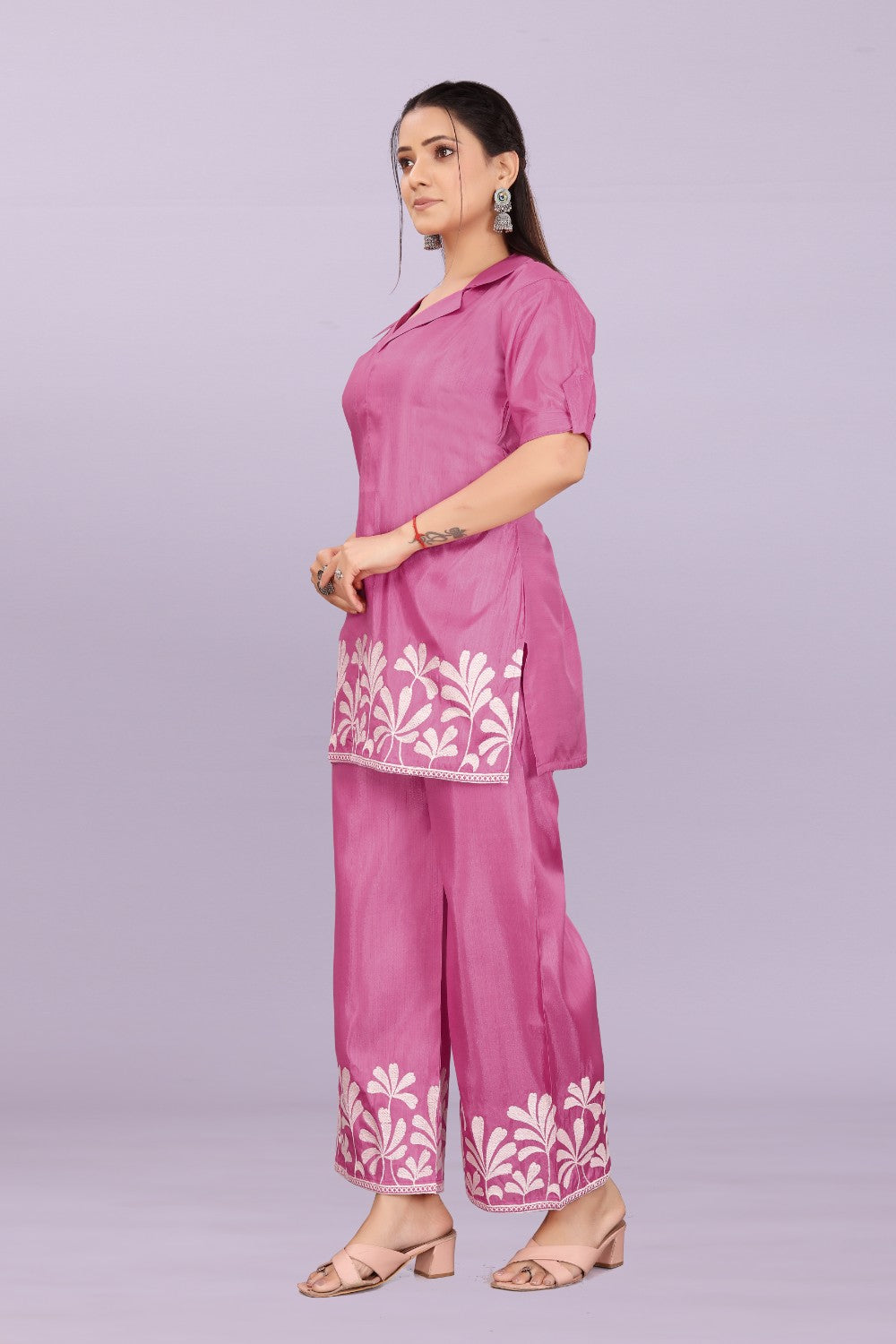 Women’s Premium Embroidered Co-Ord Set with Palazzo Pants | Ethnic Party Wear for Women